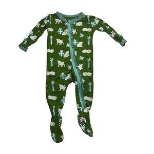 Kickee Pants Moss Puppies and Presents Footie With Zipper Size 3-6 Months